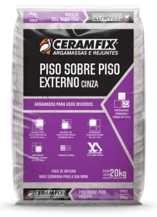 CERAMFIX PISO SOBRE PISO EXTERNO CINZA 20KG